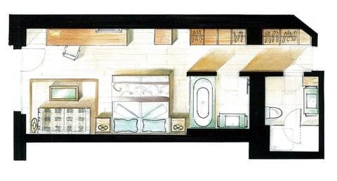 Le Petit Cervin Hotel Zermatt Ngoại thất bức ảnh A floor plan of a typical hotel room